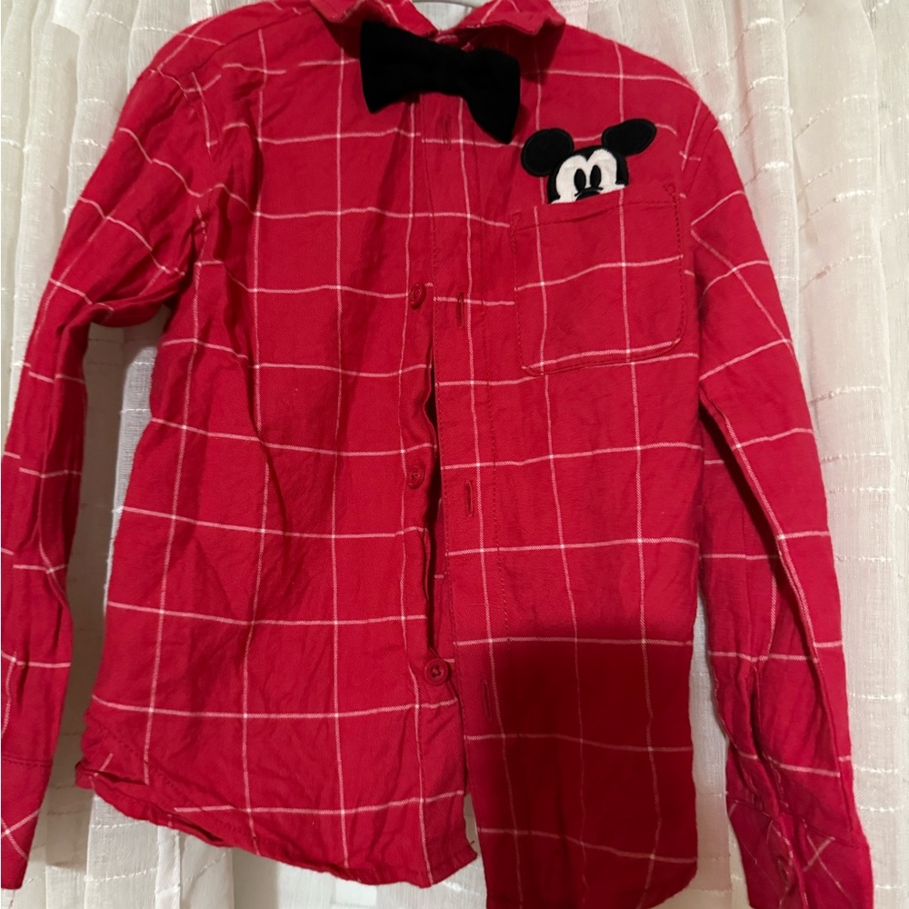 Disney Red Plaid Shirt with Black Accents